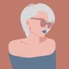 dessin femme cheveux gris et lunettes